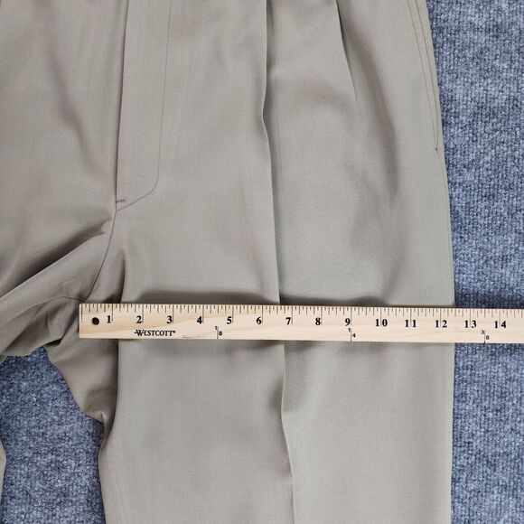 VTG Brooks Brothers Pants Mens 36x28.5 Beige Wool Pleated Cuffed USA Made Casual - Picture 7 of 16